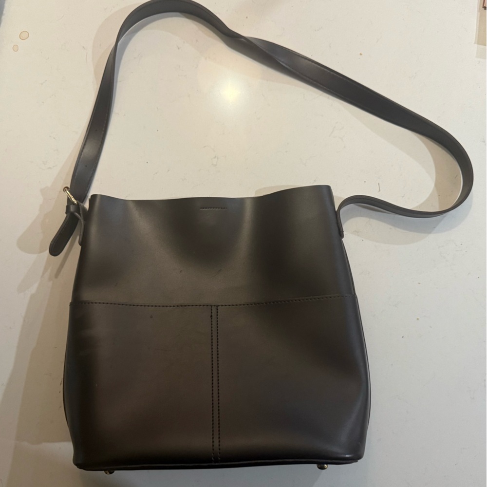 Espresso Brown Leather Shoulder Bag